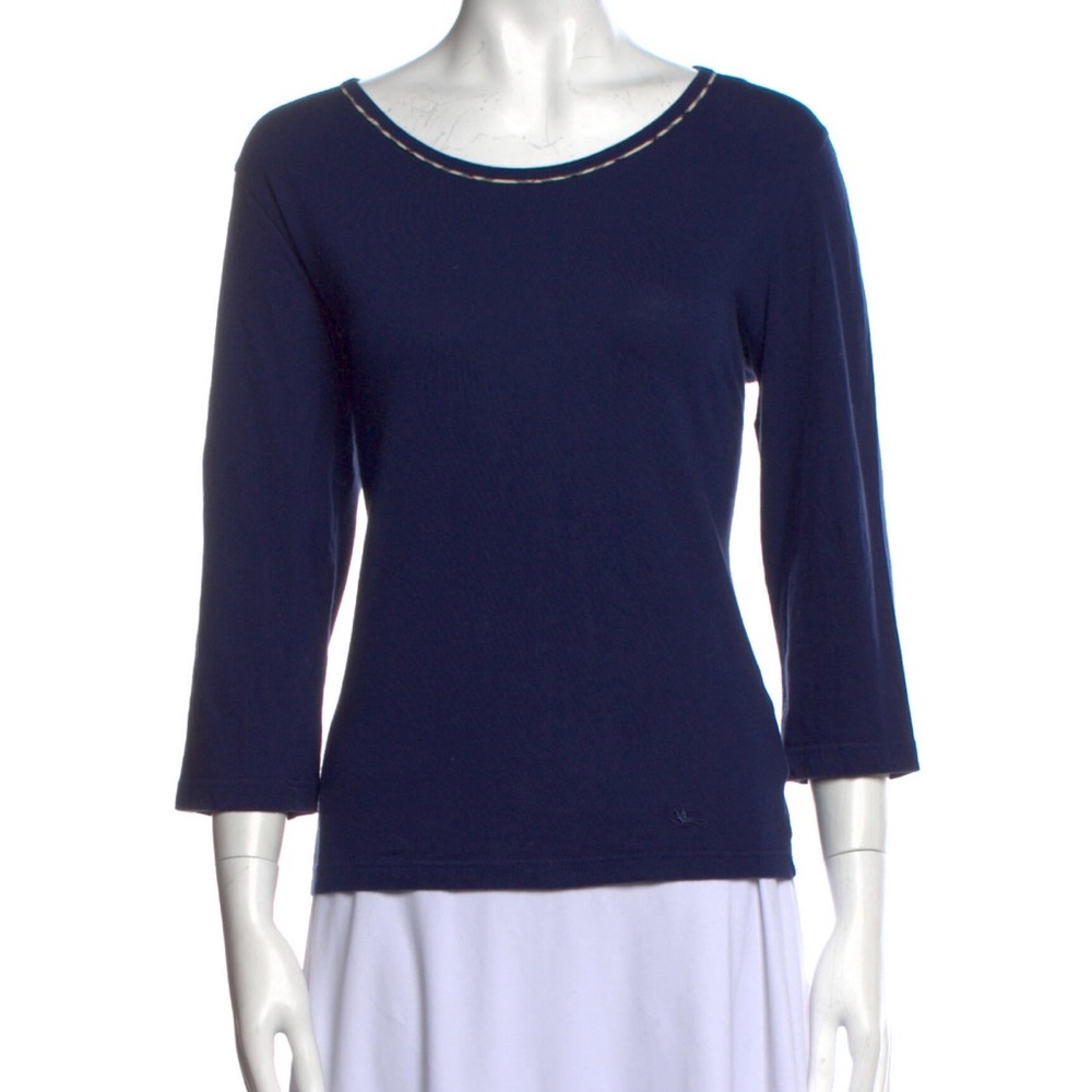 Burberry London scoop neck top in navy blue Size L